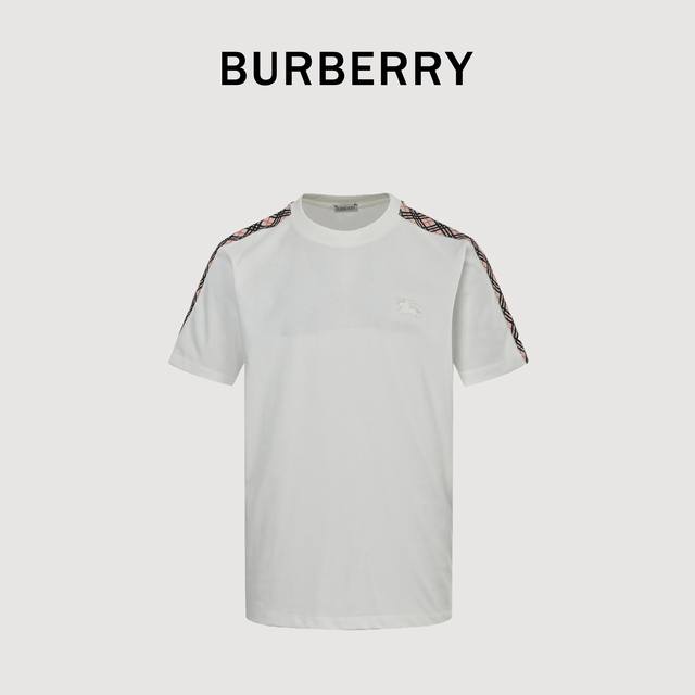 Burberry Bbr Plaid Webbing Short-Sleeved T-shirt DDD. Made from 280g cotton with