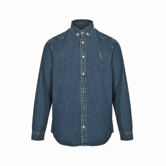 Ralph Lauren 25Ss pony embroidered denim long-sleeved shirt. DDD. Made with trad