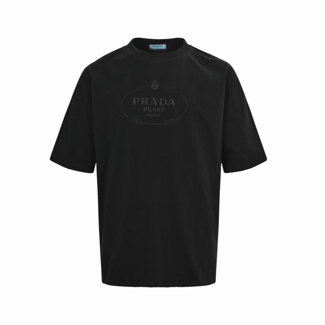 Prada 25Ss embossed lettering short-sleeved shirt (DDD) is made from custom 240g