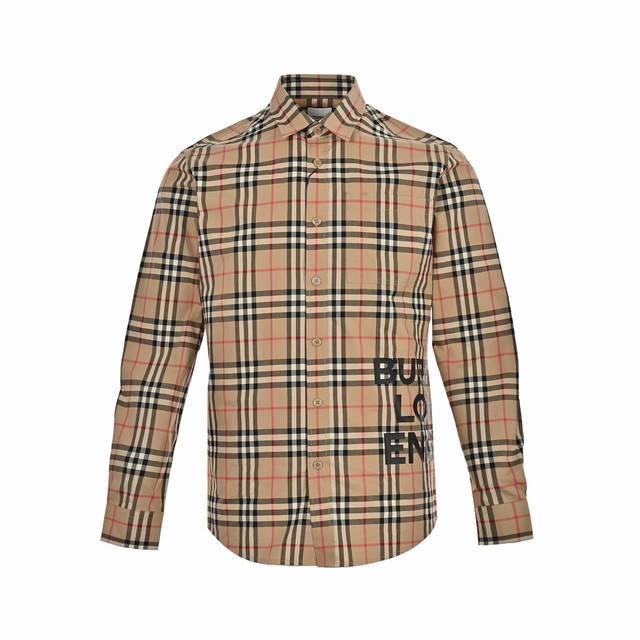 Burberry classic hem and side lettering check shirt DDD. Custom-woven and dyed o