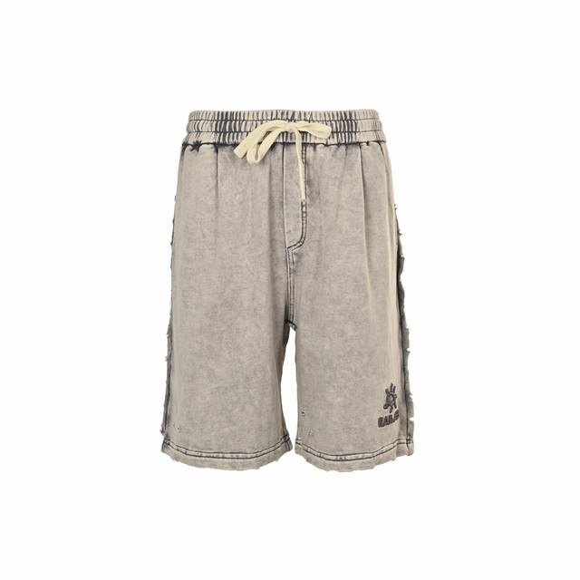 Kailas 25Ss embroidered washed shorts American heavy-duty washed distressed ripp