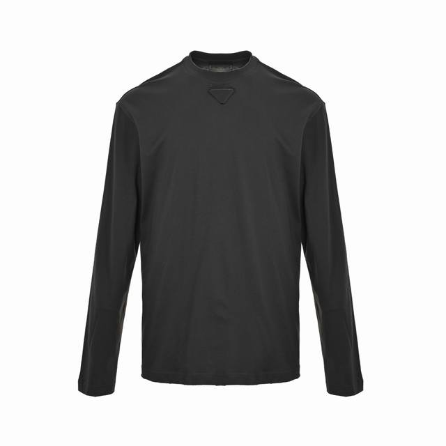 Prada 25Fw laser-burned triangle logo long-sleeved T-shirt DDD. Made from 50S190