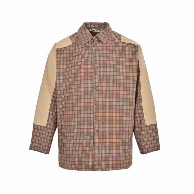 Acne Patchwork Plaid Long Sleeve Shirt Craft Description: Plaid pattern with con