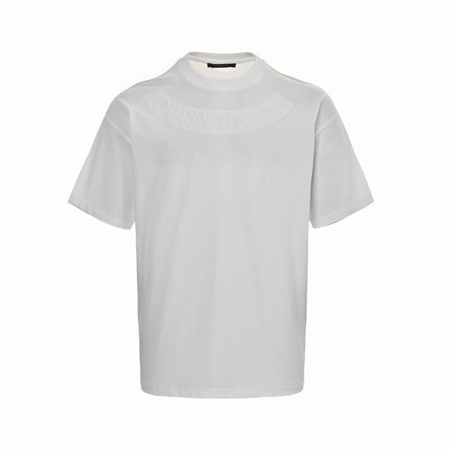 Louis Vuitton short-sleeved top with embossed lettering at the collar. Made of h