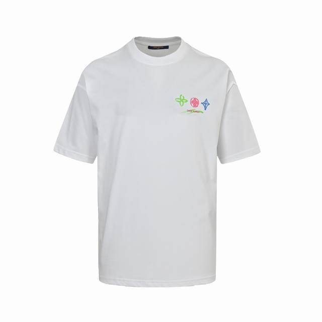 Louis Vuitton 25Ss crayon hand-painted graffiti large logo short-sleeved shirt T