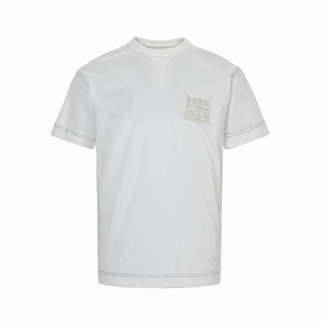 Givenchy 25Ss short-sleeved top with 4G visible stitching on the chest. Made of