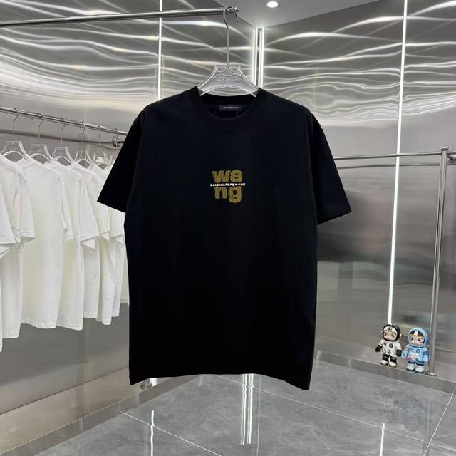 Wang Da Wang 2025 Spring and Autumn new 320g round neck short sleeve patch hot d