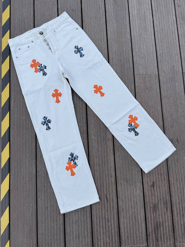 Top version, different from market currency Comehearts white pants orange peel s
