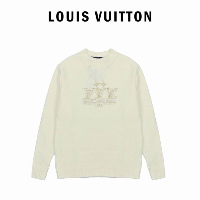 Louis Vuitton Embroidered Pearl Logo Knitted Sweater is made of a silk-cotton bl