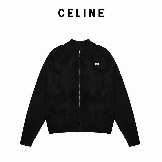 Celine Arc de Triomphe Zippered Sweater Jacket DDD. Made from a custom-woven, so