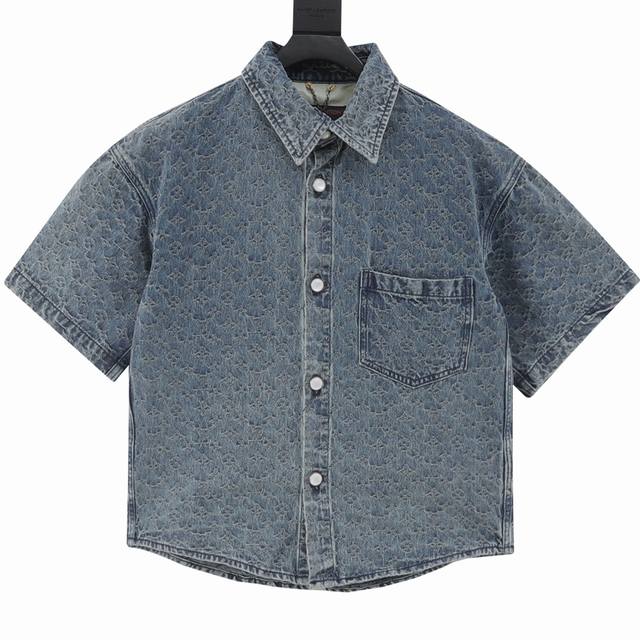 Louis Vuitton 25Ss Allover Monogram Jacquard Set Denim Short-Sleeved Shirt 2025