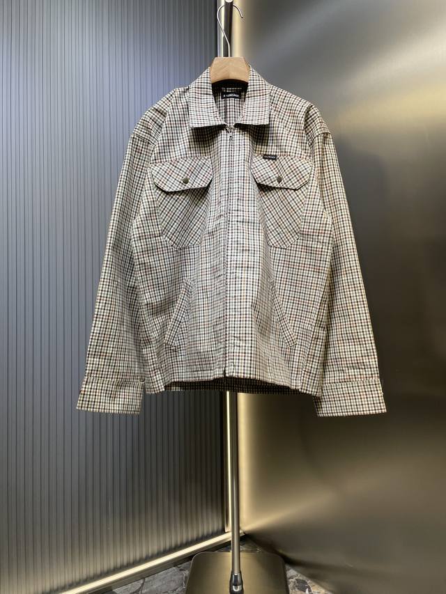 Balenciaga Paris Blcg 2025Fw new autumn and winter plaid long-sleeved lapel jack