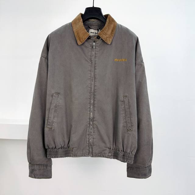 Miu Miu 25Ss Corduroy Collar Distressed Puffer Jacket Size 38 40 70 Custom-made
