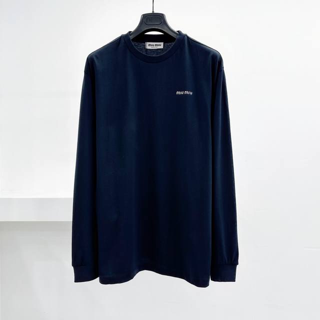 Miumiu Miu Miu 25Ss Crew Neck Navy Blue Long Sleeve Size Xs SM is made from high