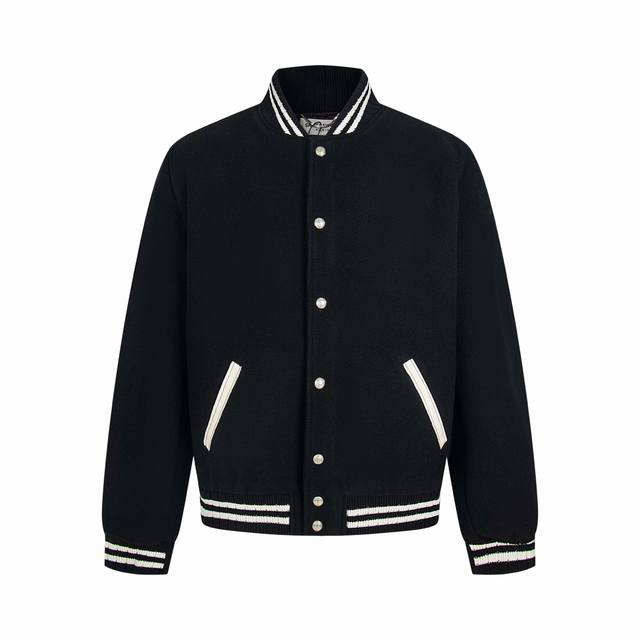 Wool version Slp genuine leather back patch baseball jacket Channel boutique tre