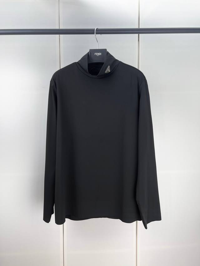 Prada triangle logo high collar bottoming T-shirt long sleeve SML Xl DDD