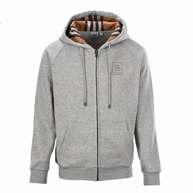 Burberry Bbr B-Stamped Check Hooded Zip-Up Hoodie DDD. Original design, made wit