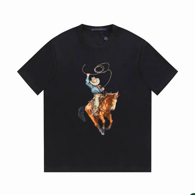 Lv 25Ss Spring/Summer Printed Short T-shirt Series - Lv Animal + Horse Fashion B