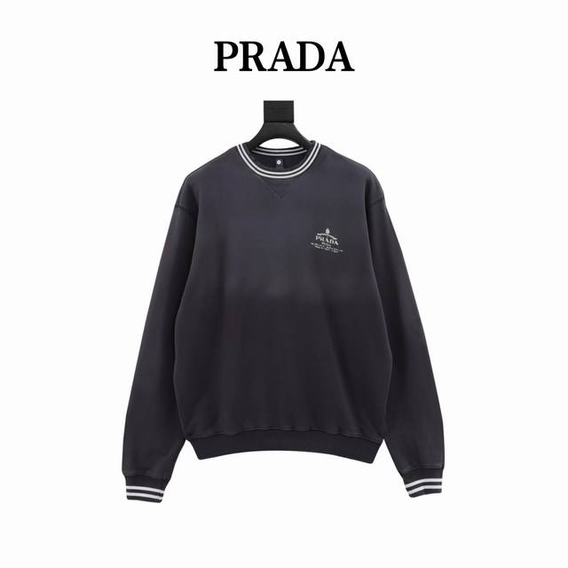 Prada Gradient Washed Letter Embroidered Crewneck Sweatshirt DDD. Crafted from c