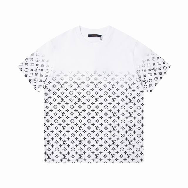 Lv Louis Vuitton unisex short-sleeved top, 440-count cotton fabric, digital grad