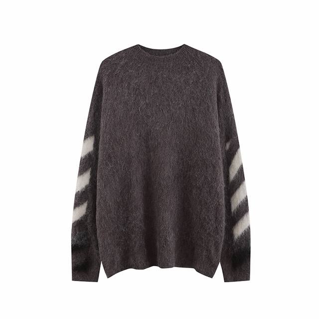 High-quality Off-White gradient arrow-knit mohair sweater, unisex. Five differe