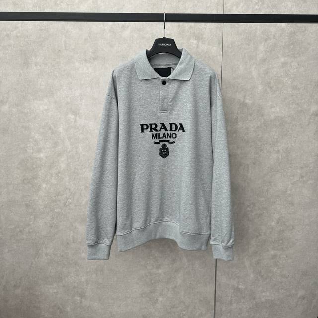 Prada Prada Embroidered Polo Sweatshirt Size SML Fabric: Made of 380g terry, lon