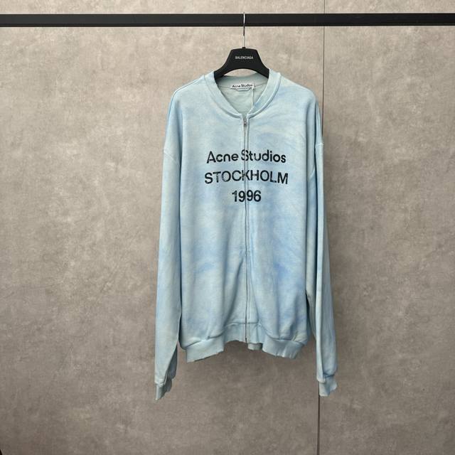 Acne 25Ss Printed Distressed Zipper Sweatshirt Sizes SML XL Custom-woven and dye