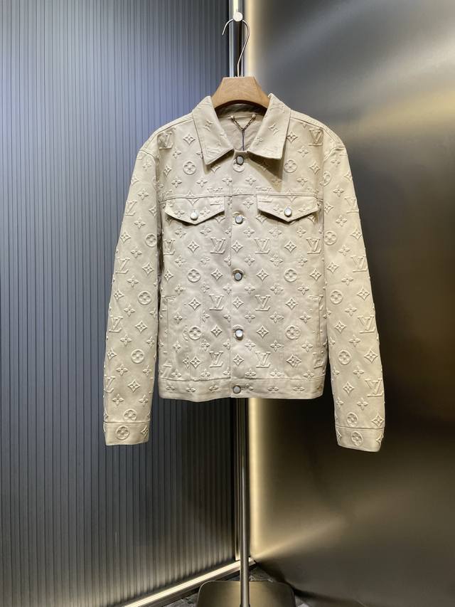 Louis Vuitton Embossed Denim JacketCraftsmanship: Made of custom denim fabric, a