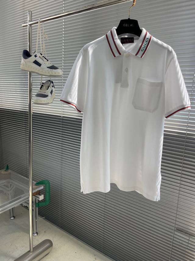 Gucci Spring/Summer 25 Casual Lapel Polo Shirt. 50s double-combed mercerized cot