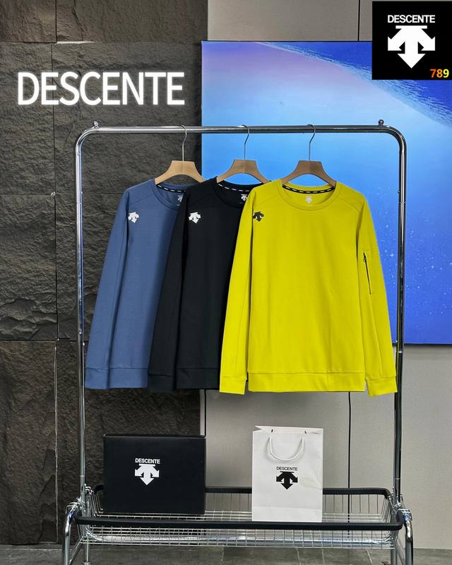 Descente Spring High-Weight, Three-Color Pocket Long-Sleeve Sweatshirt. DDD. Thi
