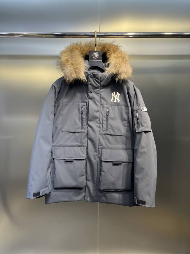 Small label fur collar workwear graphite gray High-quality duck down! , the fluf