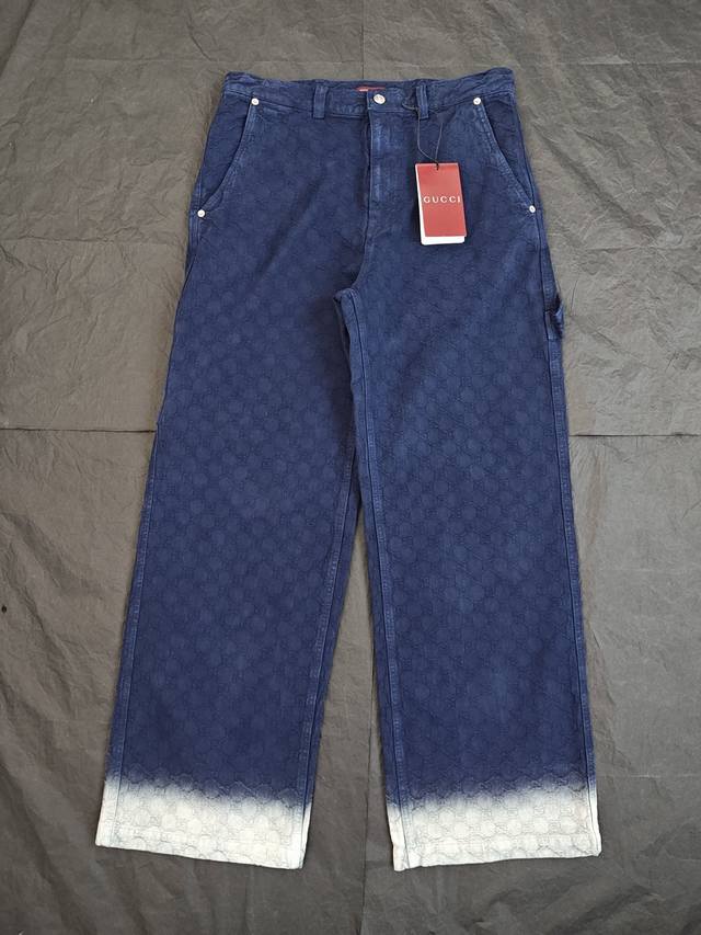 Gucc1's must-have jacquard gradient denim pants are a must-have high-street styl