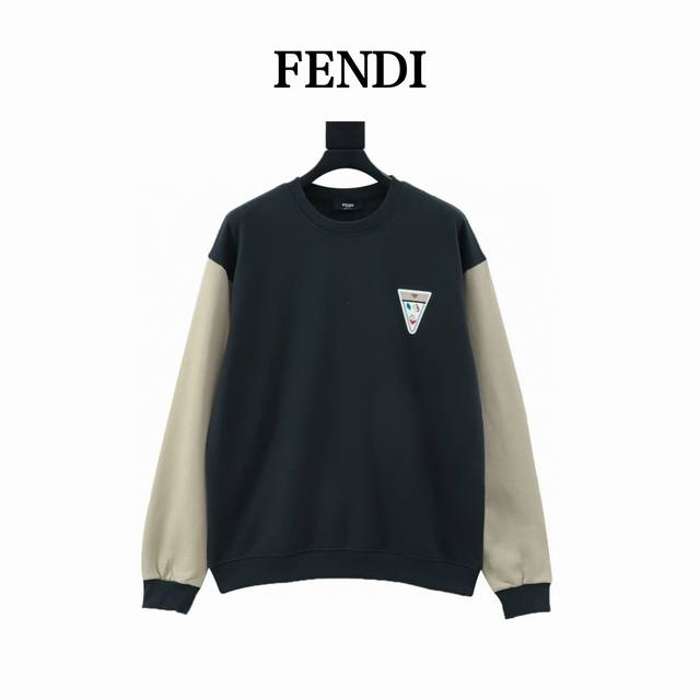 Fendi Fendi inverted triangle fun print patchwork couple cotton sweatshirt Fashi