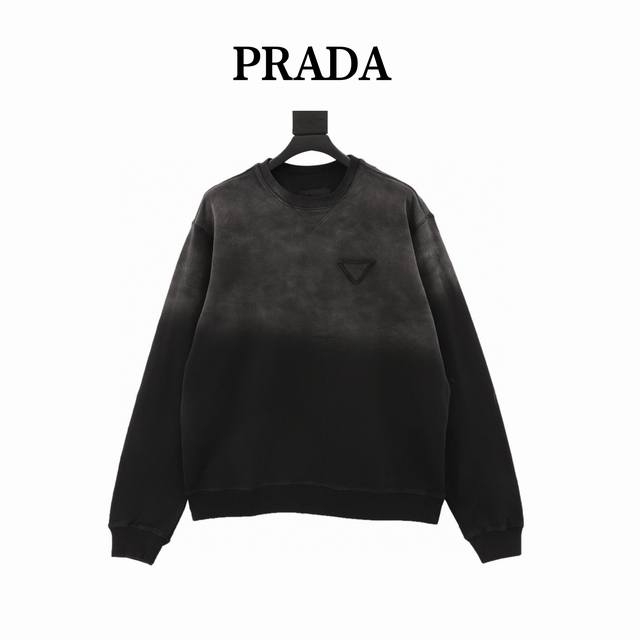 Prada Gradient Washed Triangle Logo Crewneck Sweatshirt DDD. Crafted from custom