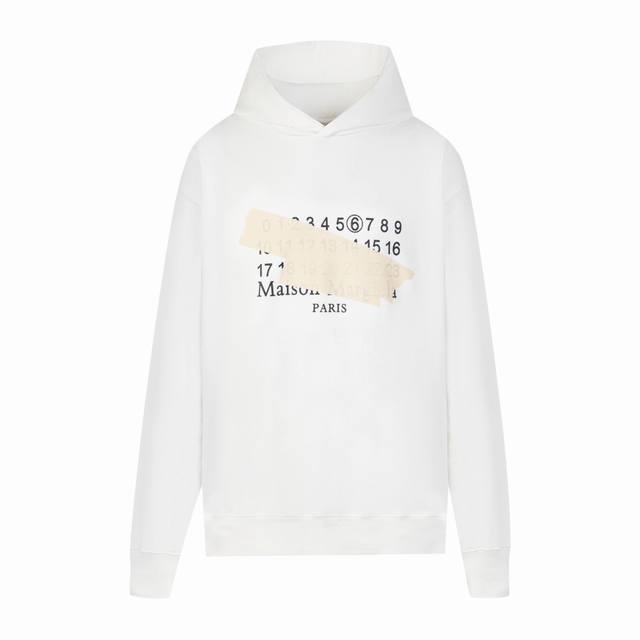 High-end Maisonmargiela Margiela tape digital print hooded sweatshirt, unisex.