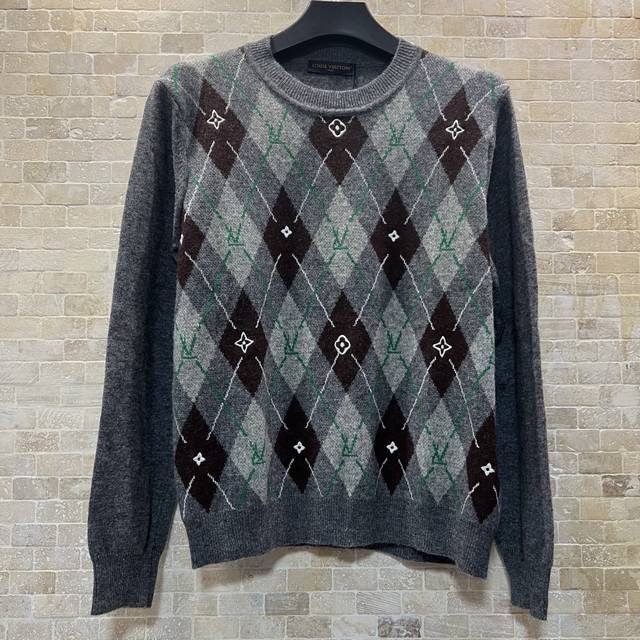 Lv plaid knitted round neck sweatshirt DDD