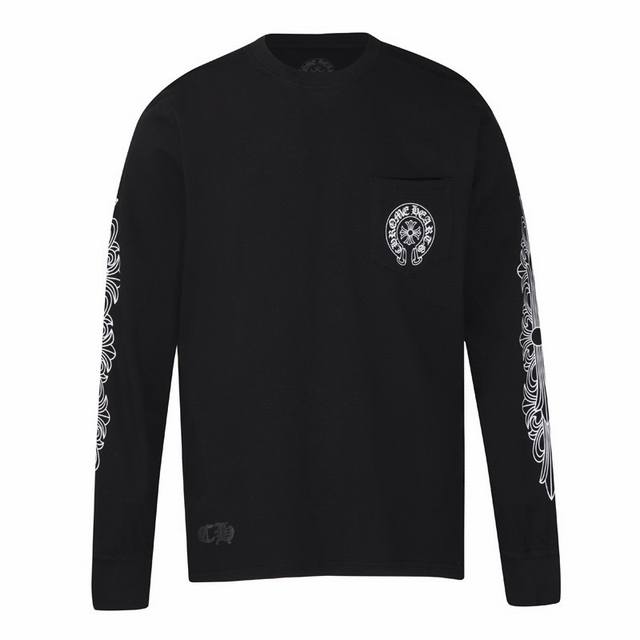 High-quality Chrome Hearts long-sleeved T-shirt with a floral arm and Sanskrit