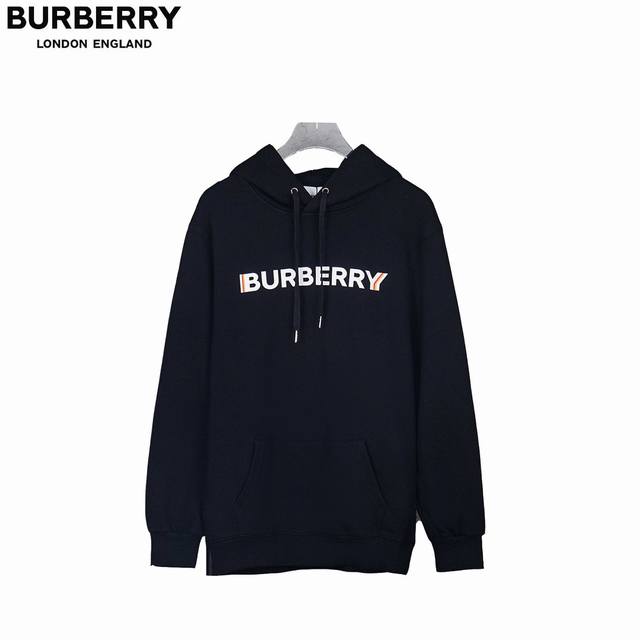 Burberry 25Fw double-shadow letter print hooded sweatshirt Streamlined fashion,