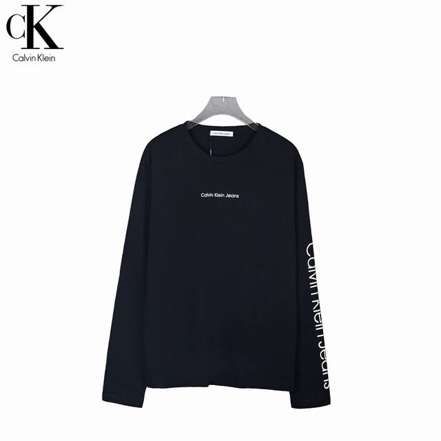 Calvin Klein Ck chest sleeve letter print long sleeve fabric is made of 70g pure