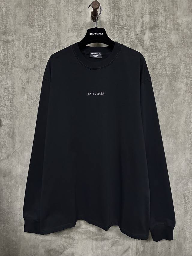 Balenciaga Paris family letter hot diamond ripped long sleeve T-shirt Fabric: hi
