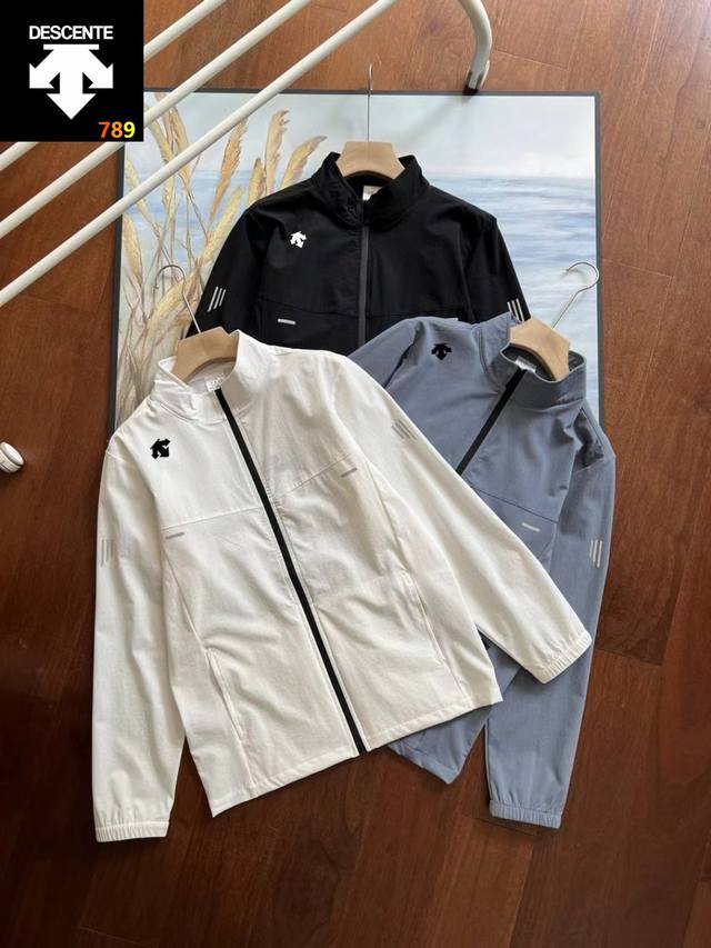 Descente outdoor running windbreaker, unisex, lightweight, breathable, quick-dry