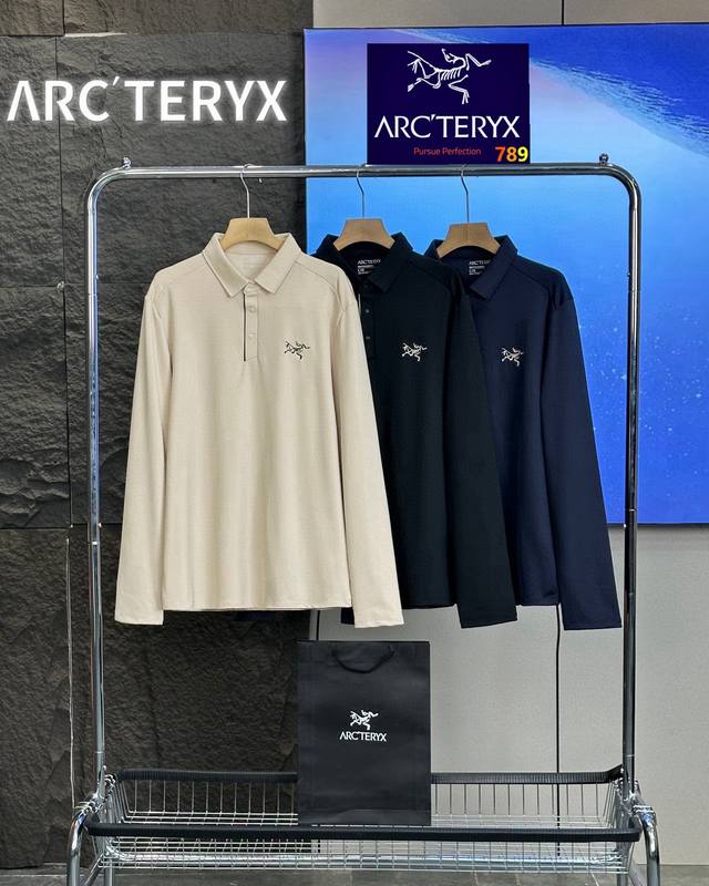 Arc'teryx tricolor polo shirt, long-sleeved sweatshirt 25 new spring model. Fabr