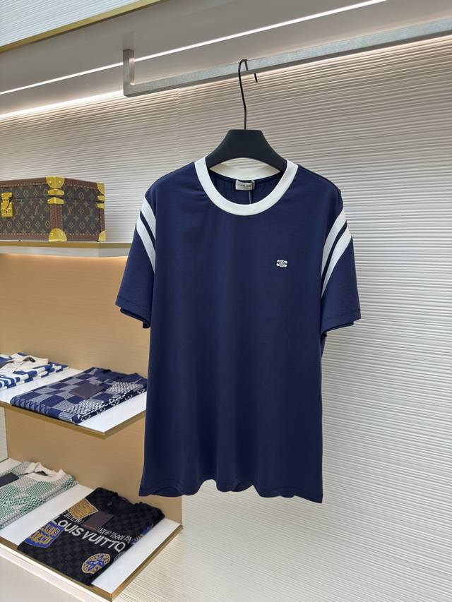 Celine contrast sleeve embroidered T-shirt Authentic: 5900 purchased and develop