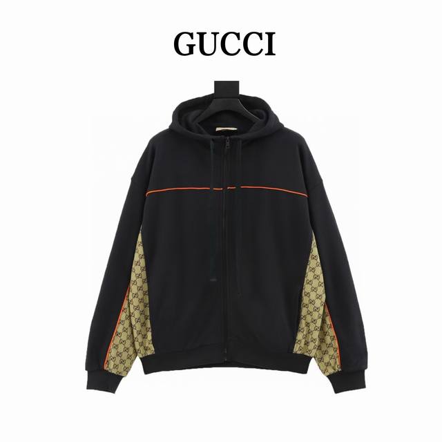 Cucci Gucci monogram patchwork zipper hooded jacket Fabric: 26S double yarn + 10