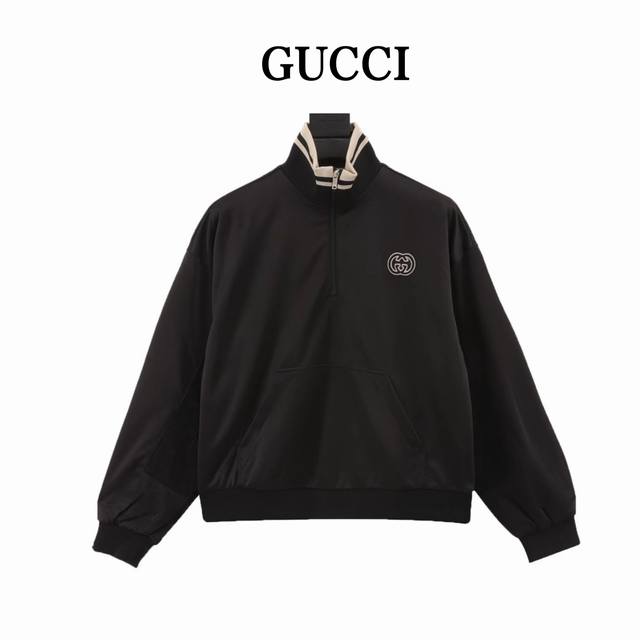 Gucci hollow double G embroidered half-zip school uniform suit jacketA must-have