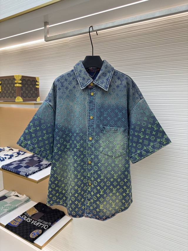Louis Vuitton gradient jacquard denim short-sleeved shirt Authentic: 16900 purch