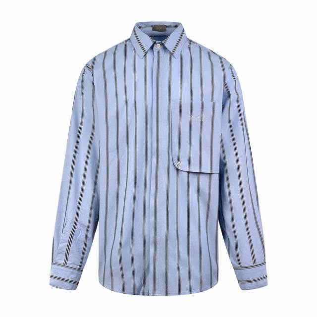 Dior Christian striped shirt Customized 1:1 elegant brocade striped cotton, mini