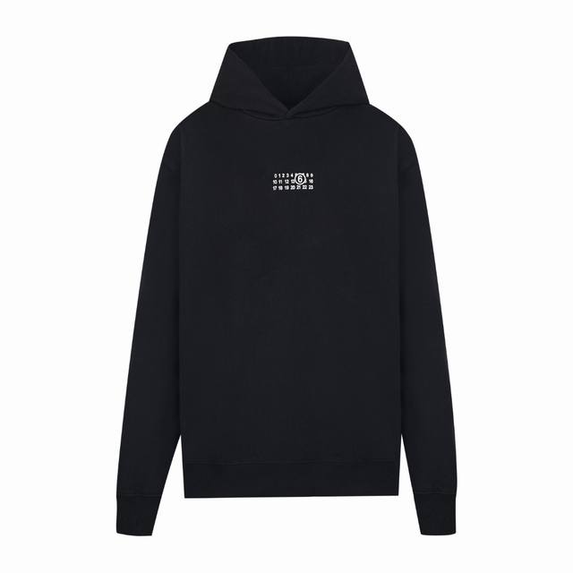 High-end Maisonmargiela hooded sweatshirt with embroidered digital logo, unisex.