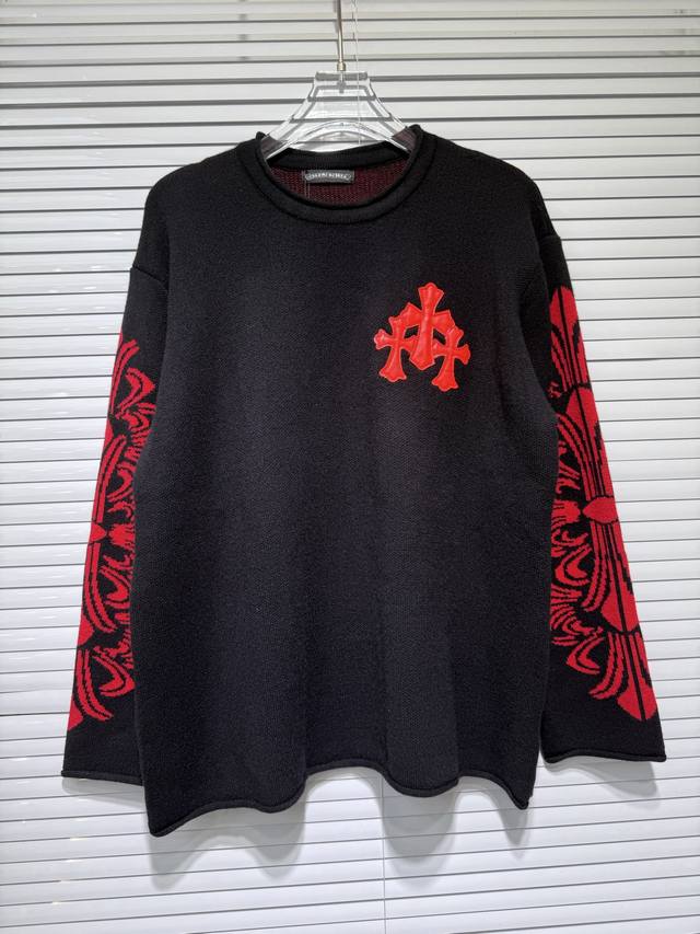Style #167 Color: Black Chroma Hearts 2025Ss Runway Style Cotton Knit Crewneck