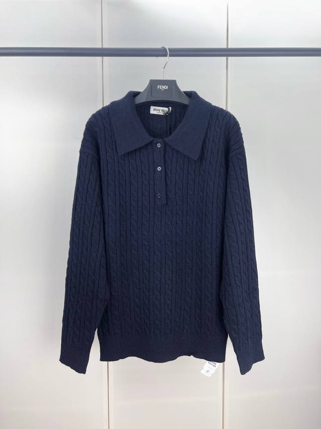 Miumiu Miu Miu Cable Knit Cashmere Polo Shirt 36 38 40 DDD